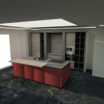 Progetto con isola e colonna ante rientranti-1