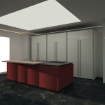 Progetto con isola e colonna ante rientranti-2